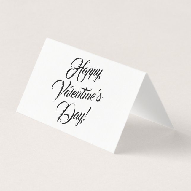 Tarjeta Feliz Día de San Valentín blanco y elegante guión (Anverso)