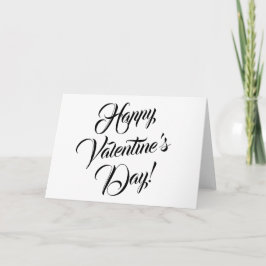 Tarjeta Feliz Día de San Valentín blanco y elegante guión