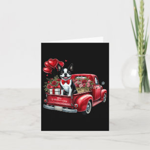 Tarjeta Feliz Día de San Valentín Boston terrier Truck Hea
