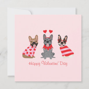 Tarjeta Feliz Día de San Valentín Bulldoges franceses