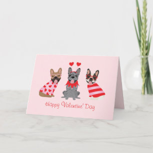 Tarjeta Feliz Día de San Valentín Bulldoges franceses