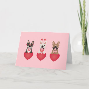 Tarjeta Feliz día de San Valentín Bulldogs Franceses