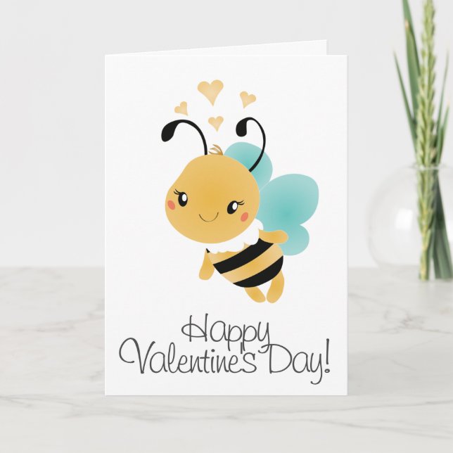 Tarjeta Feliz Día de San Valentín Bumblebee Amarillo Negro (Anverso)
