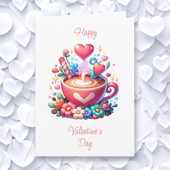 Tarjeta Feliz Día de San Valentín | Café y corazón (Subido por el creador)