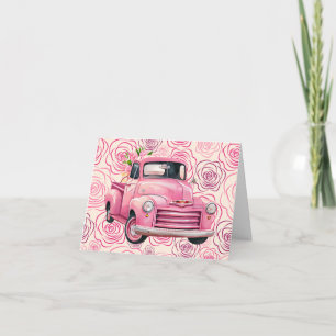 Tarjeta Feliz Día de San Valentín Camioneta con Rosas
