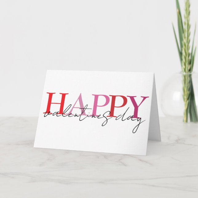 Tarjeta Feliz Día de San Valentín colorido simple (Anverso)