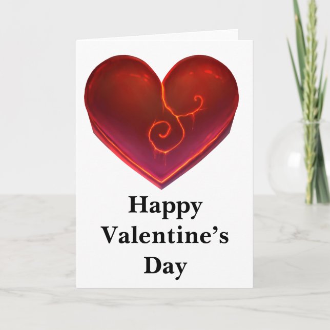 Tarjeta Feliz Día de San Valentín con Corazón Rojo (Anverso)