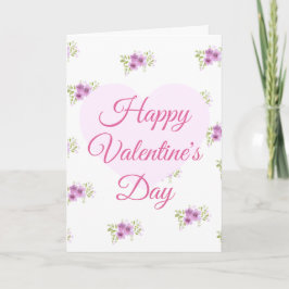 Tarjeta Feliz Día de San Valentín con Corazón y Fl