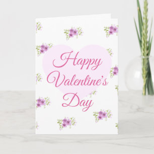 Tarjeta Feliz Día de San Valentín con Corazón y Fl