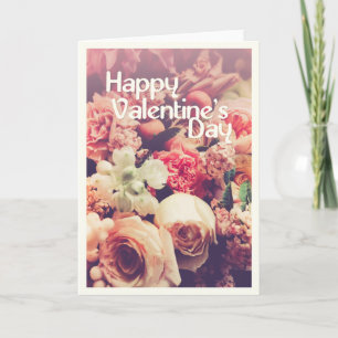 Tarjeta Feliz Día de San Valentín con el Bouquet de Flores