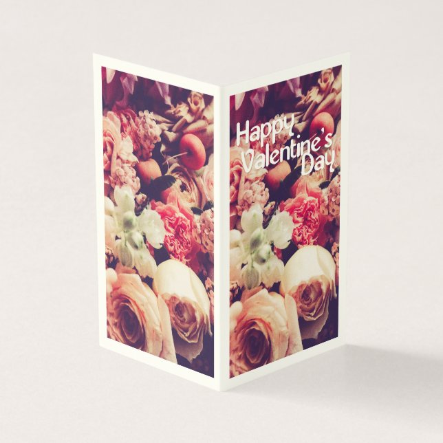 Tarjeta Feliz Día de San Valentín con el Bouquet de Flores (Exterior)