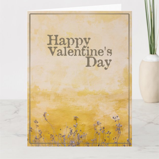 Tarjeta Feliz Día de San Valentín con el prado de flores d (Anverso)