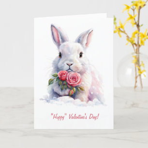 Tarjeta Feliz Día de San Valentín con lindo conejo conejo