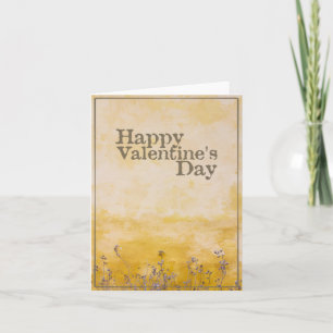 Tarjeta Feliz día de San Valentín con prado de flores vint