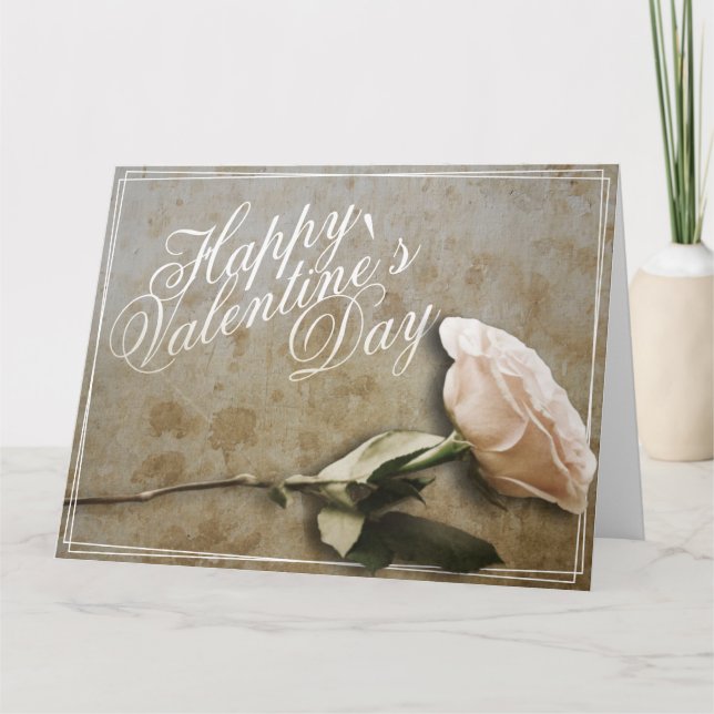 Tarjeta Feliz día de San Valentín con Rosa (Anverso)