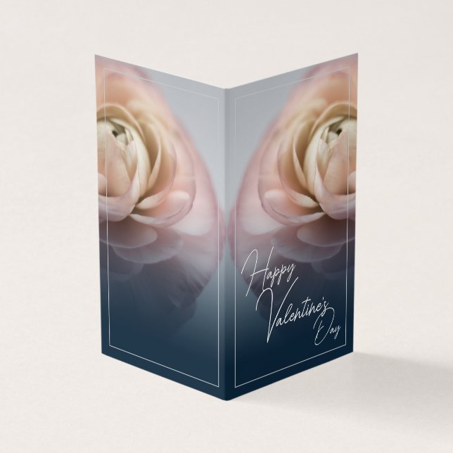 Tarjeta Feliz Día de San Valentín con una gran rosa rosa r (Exterior)