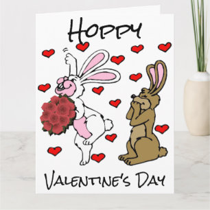 Tarjeta Feliz día de San Valentín - conejos y corazones
