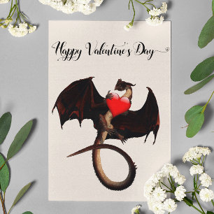 Tarjeta Feliz día de San Valentín Corazón de Dragón Rojo