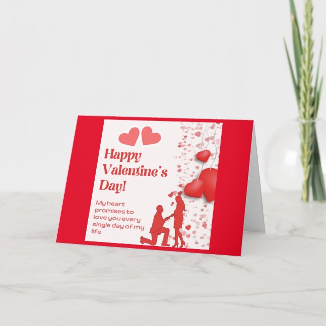 Tarjeta Feliz día de San Valentín-Corazón Rojo con Amor (Anverso)