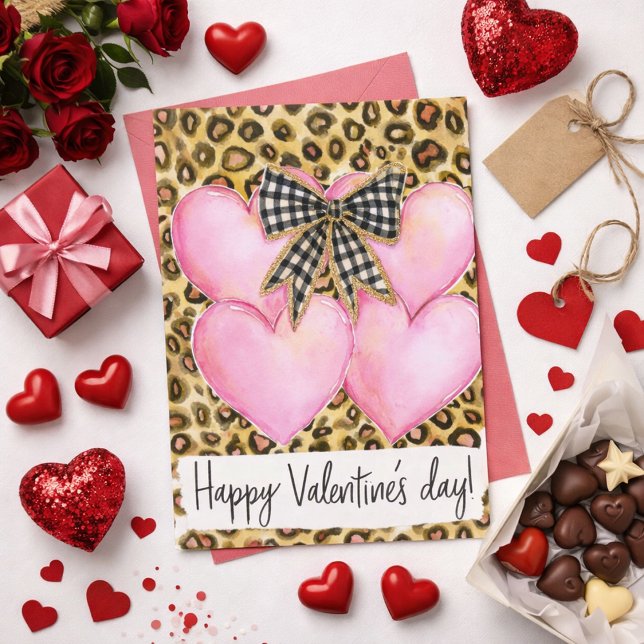 Tarjeta Feliz día de San Valentín – Corazones de leopardo  (Subido por el creador)