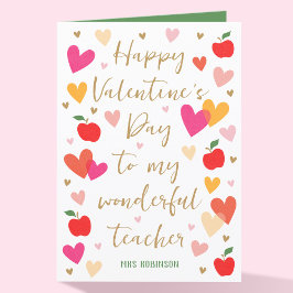 Tarjeta Feliz Día de San Valentín Corazones de Profesor Ma
