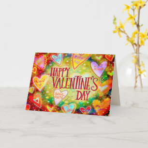 Tarjeta Feliz día de San Valentín Corazones divertidos de