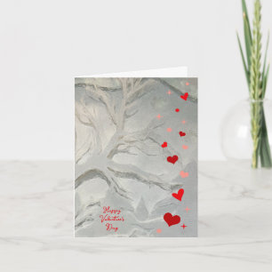 Tarjeta Feliz Día de San Valentín, corazones y estrellas