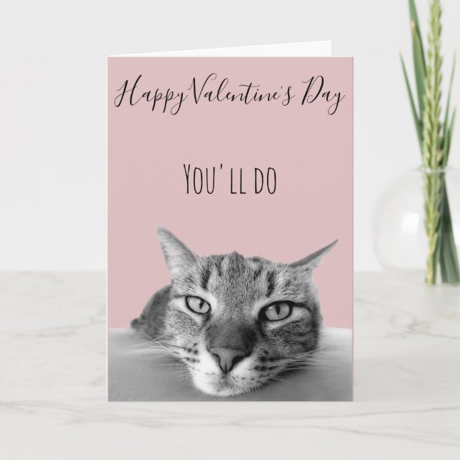 Tarjeta Feliz día de San Valentín de Gato a Humano Humor (Anverso)