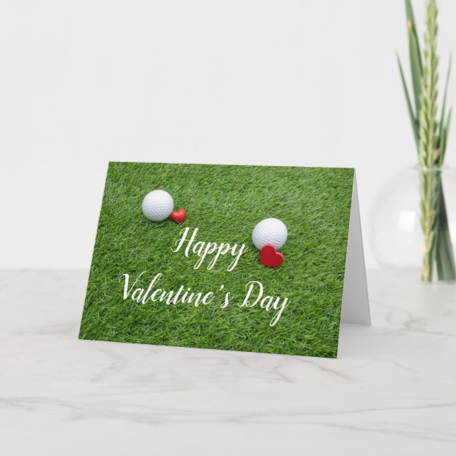 Tarjeta Feliz día de San Valentín de golf con amor y pelot (Anverso)