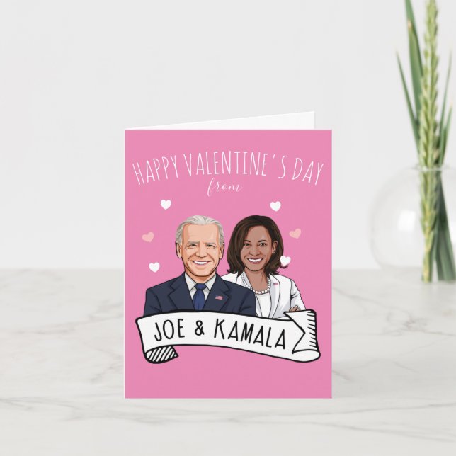 Tarjeta Feliz día de San Valentín de Joe y Kamala (Anverso)