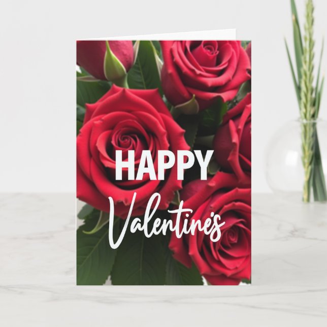 Tarjeta Feliz Día de San Valentín de Rosas (Anverso)