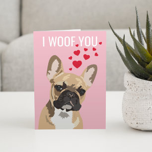 Tarjeta Feliz día de San Valentín del perro Bulldog Fran