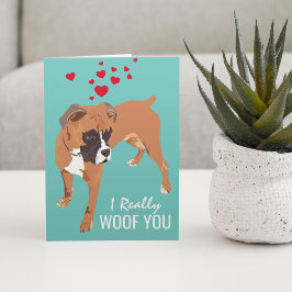 Tarjeta Feliz día de San Valentín del perro | Perro Boxer