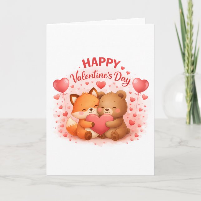 Tarjeta Feliz día de San Valentín Diseño Bonito (Anverso)