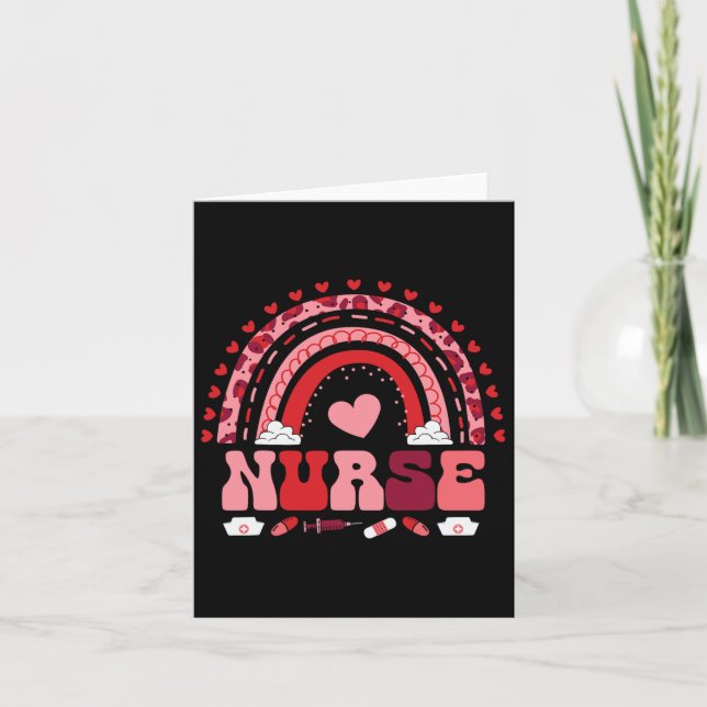 Tarjeta Feliz día de San Valentín Enfermera Arcoíris Boho  (Anverso)