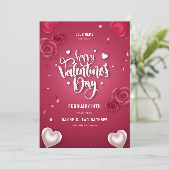 Tarjeta Feliz Día de San Valentín Fiesta de San Va (Anverso de pie)