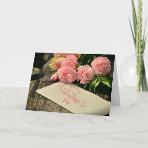 Tarjeta Feliz día de San Valentín flores rosas para ella