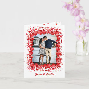 Tarjeta Feliz Día de San Valentín foto corazones romántico