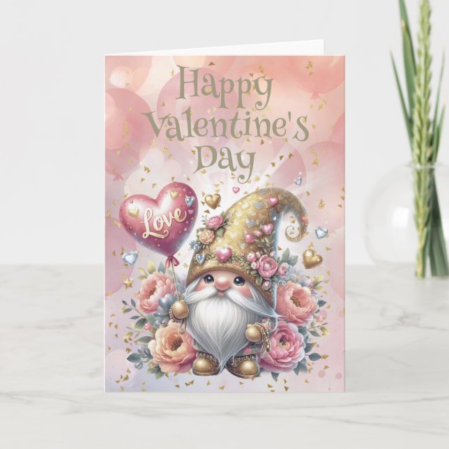 Tarjeta Feliz día de San Valentín Gnome (Anverso)