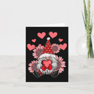 Tarjeta Feliz día de San Valentín Gnome con girasol leopar