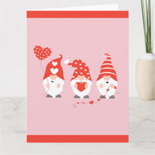 Tarjeta Feliz día de San Valentín Gnomos Rojo