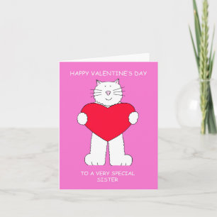 Tarjeta Feliz día de San Valentín Hermana Gato de Dibujos 