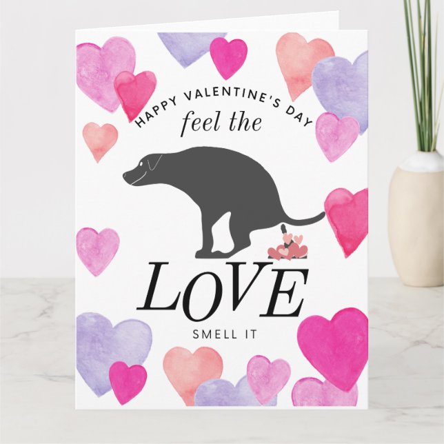Tarjeta Feliz día de San Valentín Huele el Amor (Anverso)