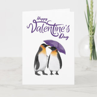 Tarjeta Feliz día de San Valentín Lindos Pingüinos