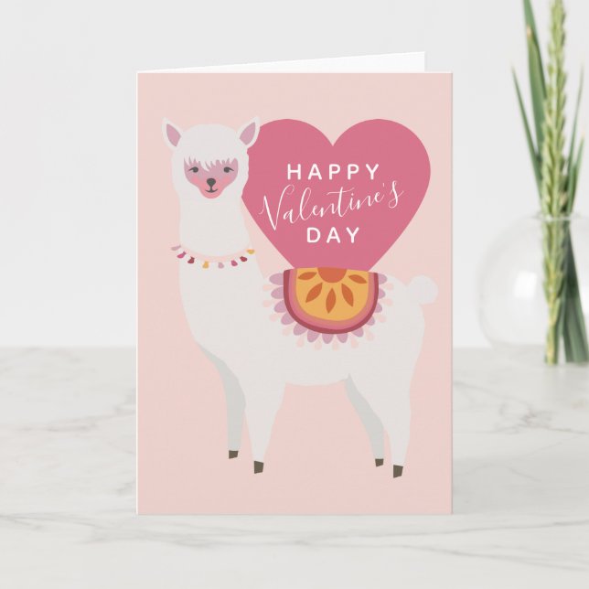 Tarjeta Feliz Día de San Valentín | Llama Love (Anverso)
