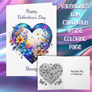 Tarjeta Feliz Día de San Valentín   Página de coloreado