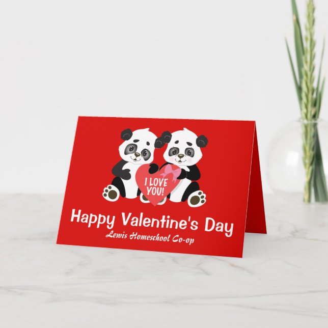 Tarjeta Feliz Día de San Valentín Panda Homeschool Co op (Anverso)