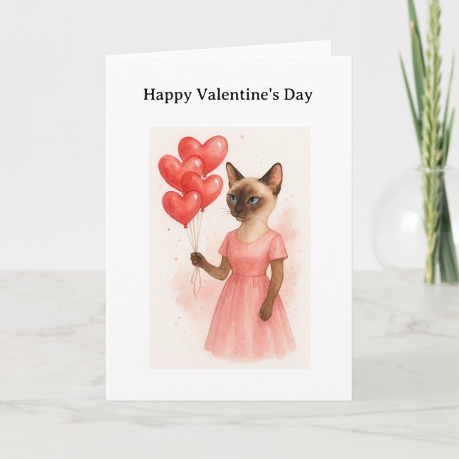 Tarjeta Feliz día de San Valentín para amante de gatos sia (Anverso)
