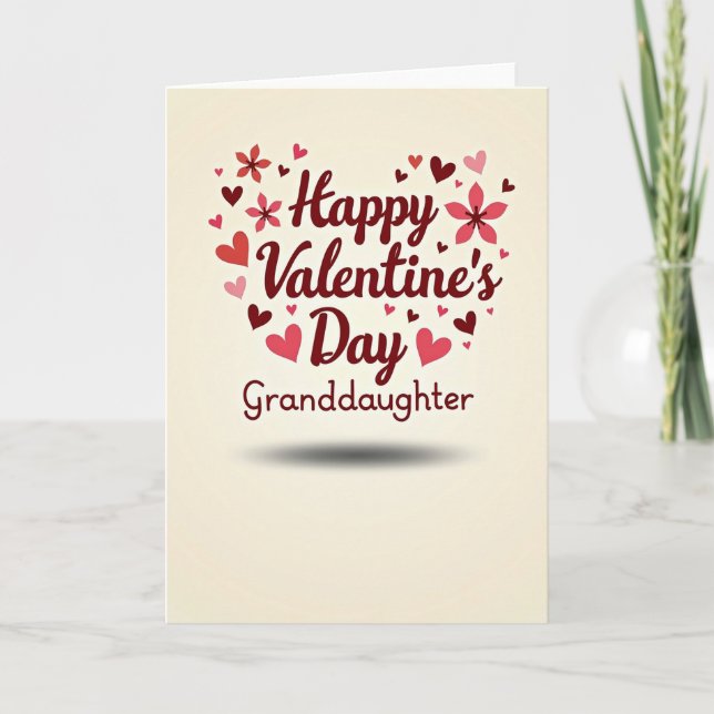 Tarjeta Feliz Día de San Valentín para Nieta (Anverso)