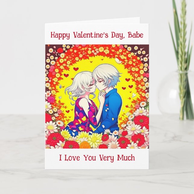 Tarjeta Feliz Día de San Valentín | Pareja Anime (Anverso)
